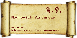 Modrovich Vincencia névjegykártya
